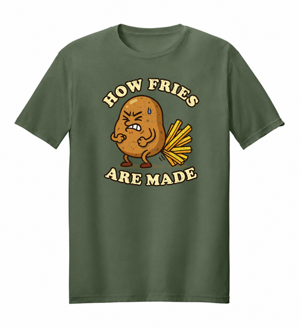 How Fries Are Made T-Shirt | Funny Potato Cartoon Tee - The Southern Yankee