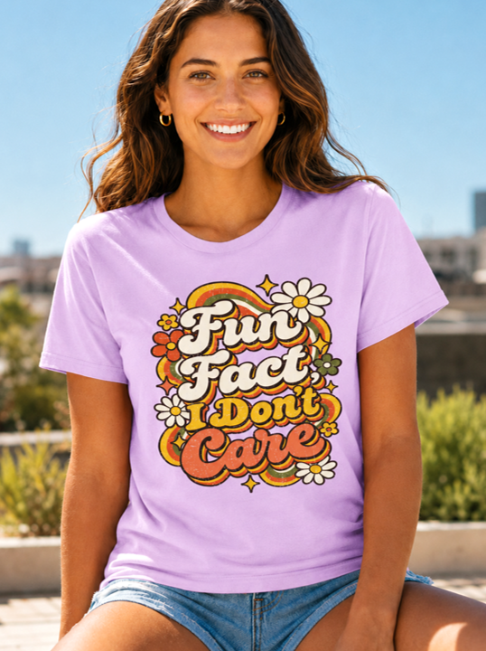 Fun Fact I Don’t Care T-Shirt – Retro Groovy Sarcastic Graphic Tee - The Southern Yankee