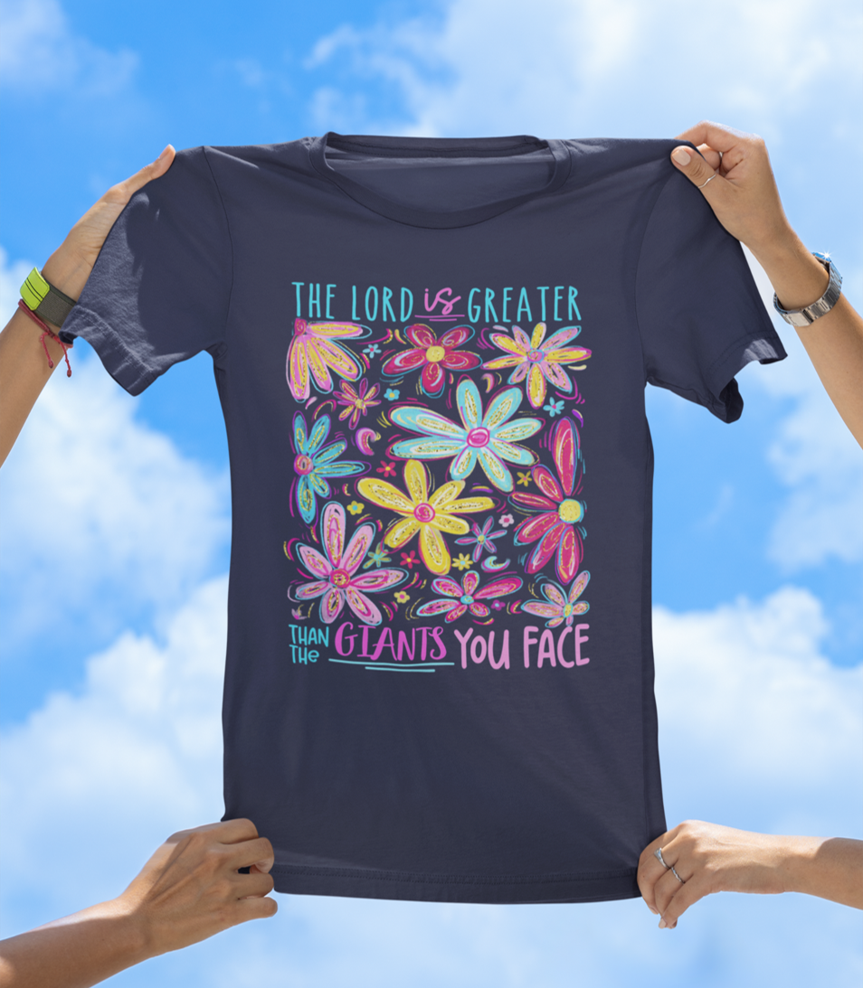 The Lord Is Greater Than the Giants You Face - Floral Faith T-Shirt - The Southern Yankee