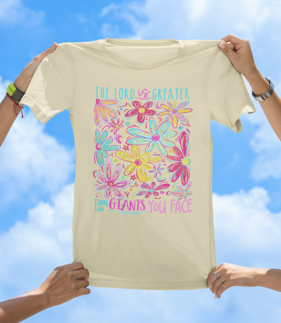 The Lord Is Greater Than the Giants You Face - Floral Faith T-Shirt - The Southern Yankee