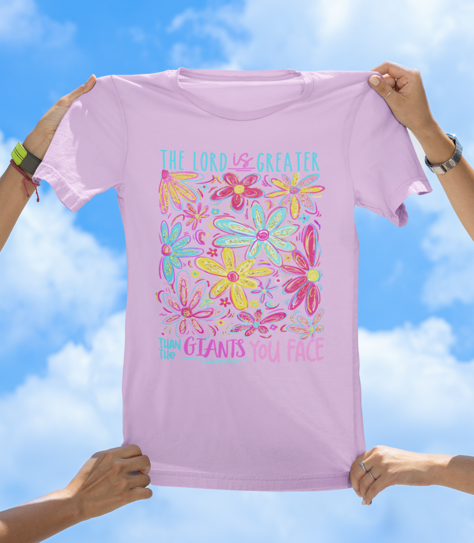 The Lord Is Greater Than the Giants You Face - Floral Faith T-Shirt - The Southern Yankee