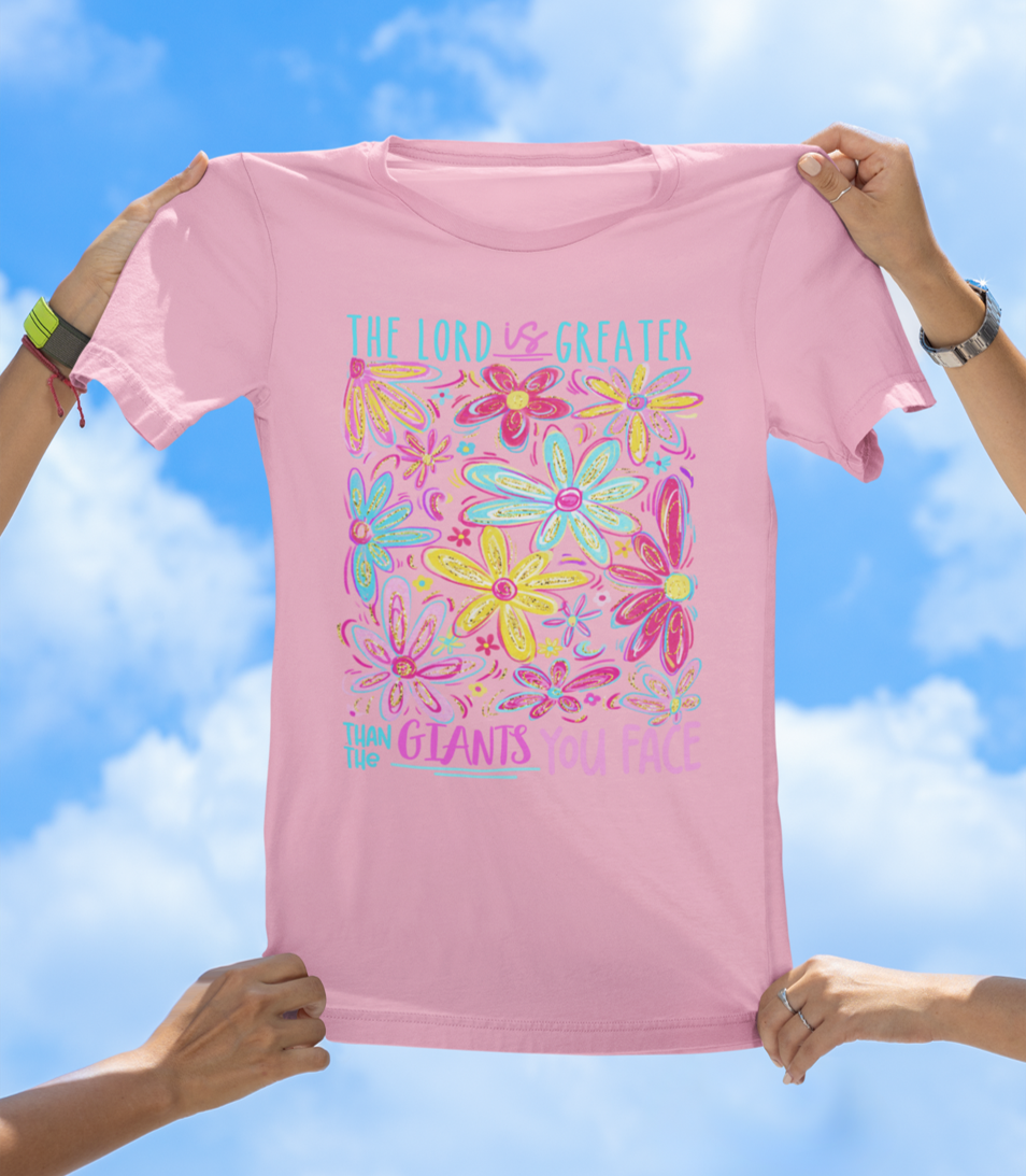The Lord Is Greater Than the Giants You Face - Floral Faith T-Shirt - The Southern Yankee