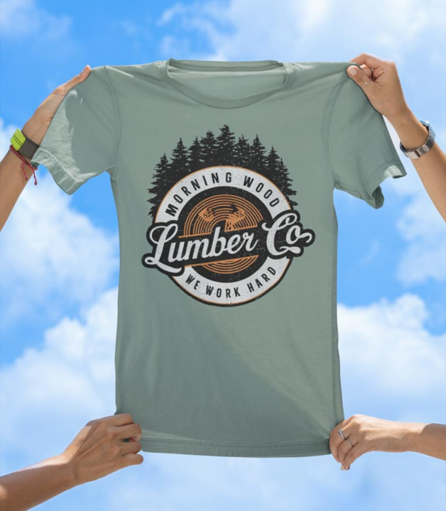 Morning Wood Lumber Co. T-Shirt | Funny Vintage Work Hard Graphic Tee - The Southern Yankee