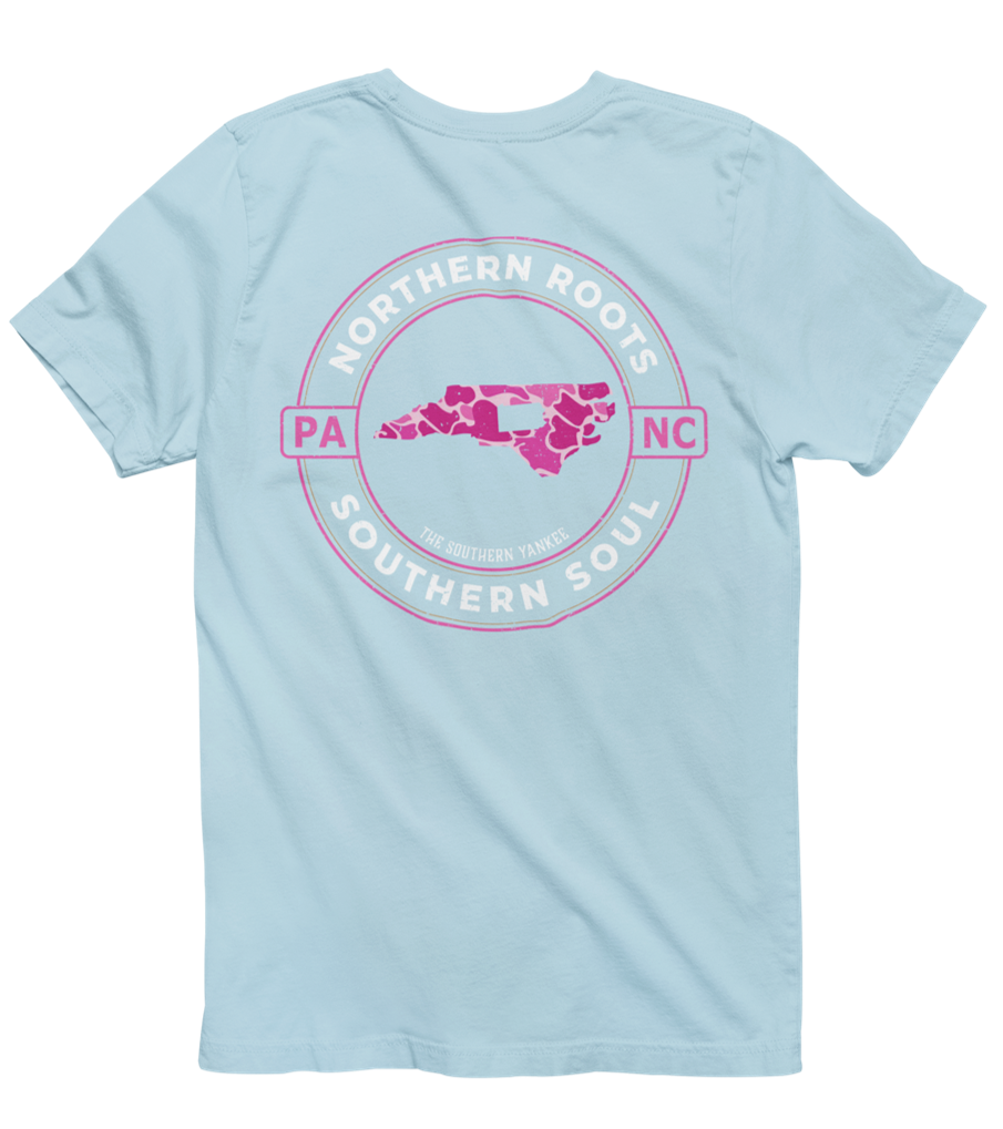 North Carolina with Pennsylvania Roots Pink Camo Tee - The Southern Yankee