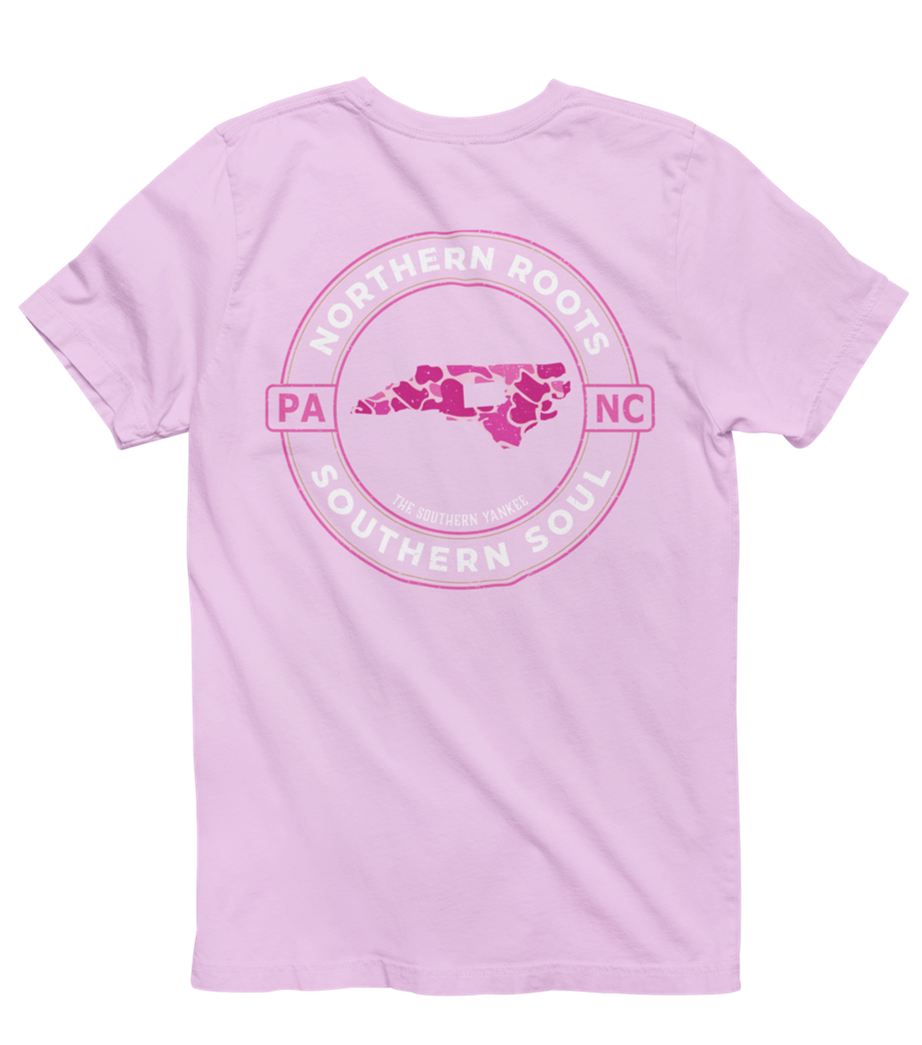 North Carolina with Pennsylvania Roots Pink Camo Tee - The Southern Yankee