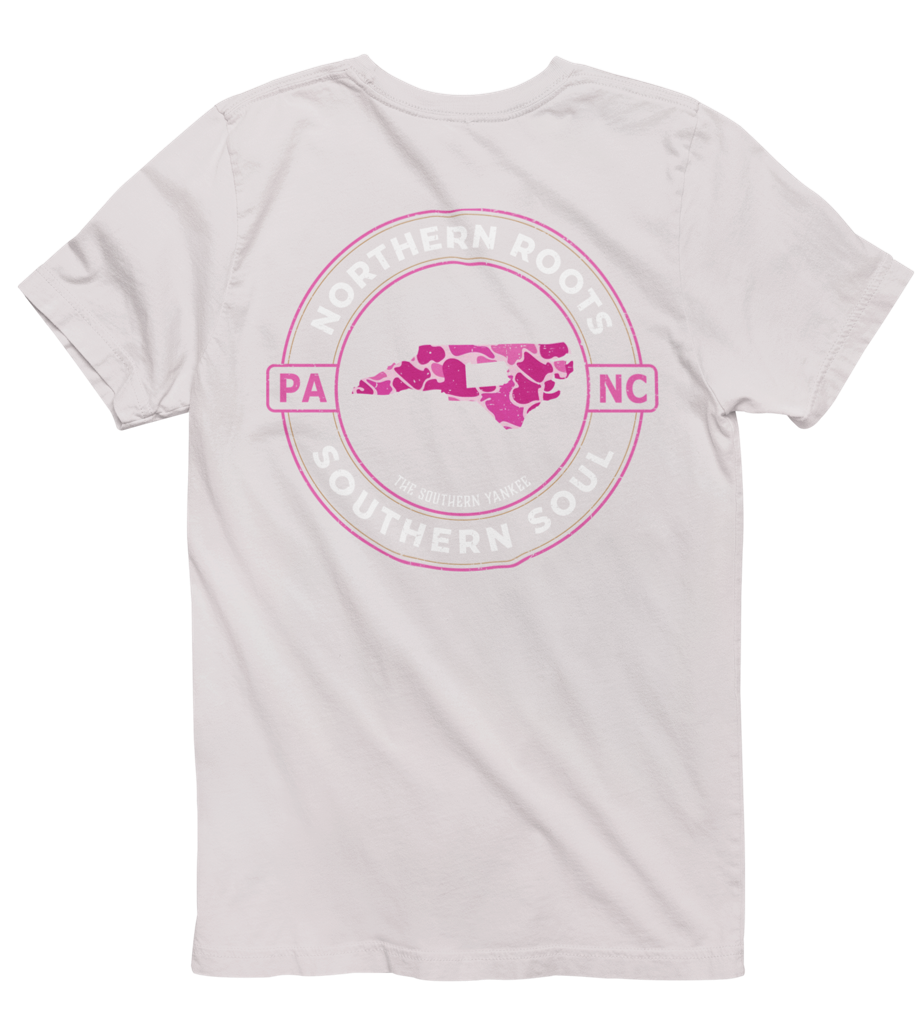 North Carolina with Pennsylvania Roots Pink Camo Tee - The Southern Yankee