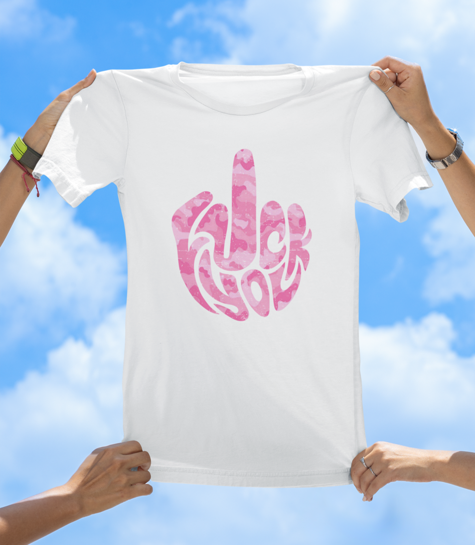 F* You Pink Camo Finger T-Shirt | Edgy Statement Graphic Tee - The Southern Yankee