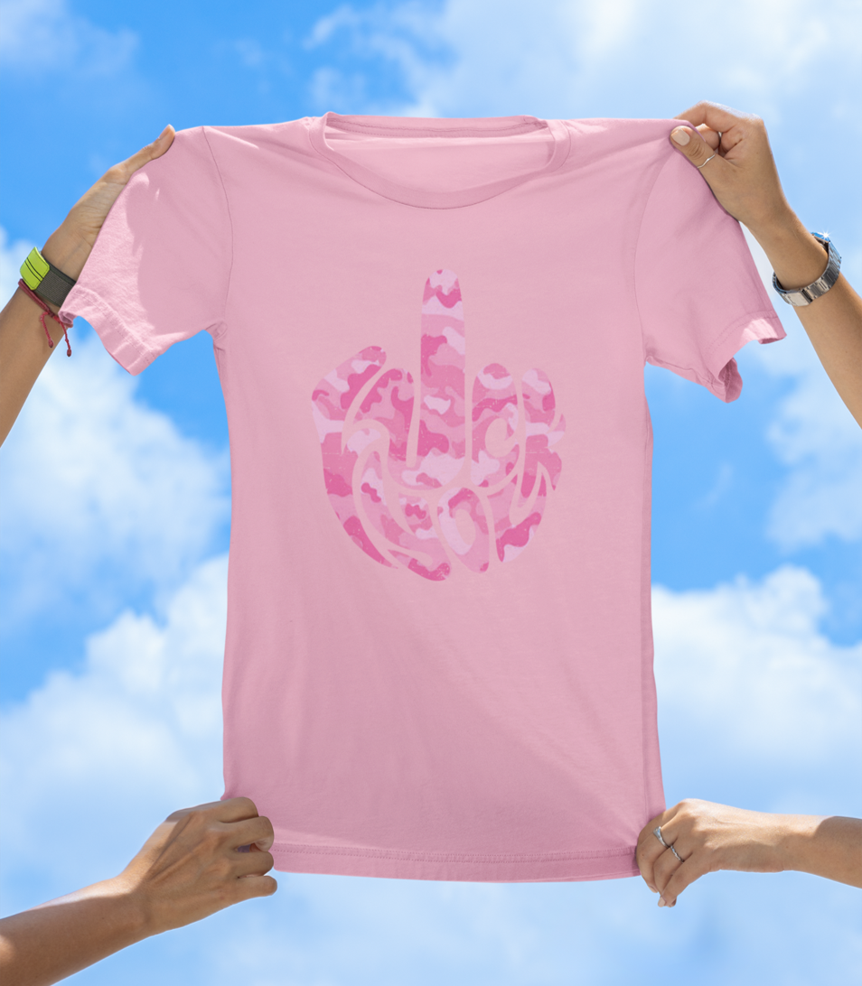 F* You Pink Camo Finger T-Shirt | Edgy Statement Graphic Tee - The Southern Yankee