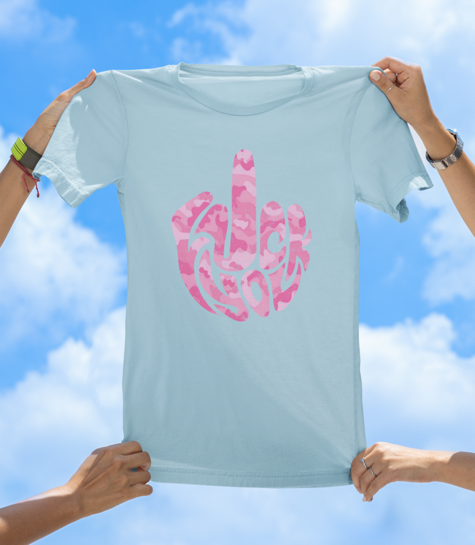 F* You Pink Camo Finger T-Shirt | Edgy Statement Graphic Tee - The Southern Yankee