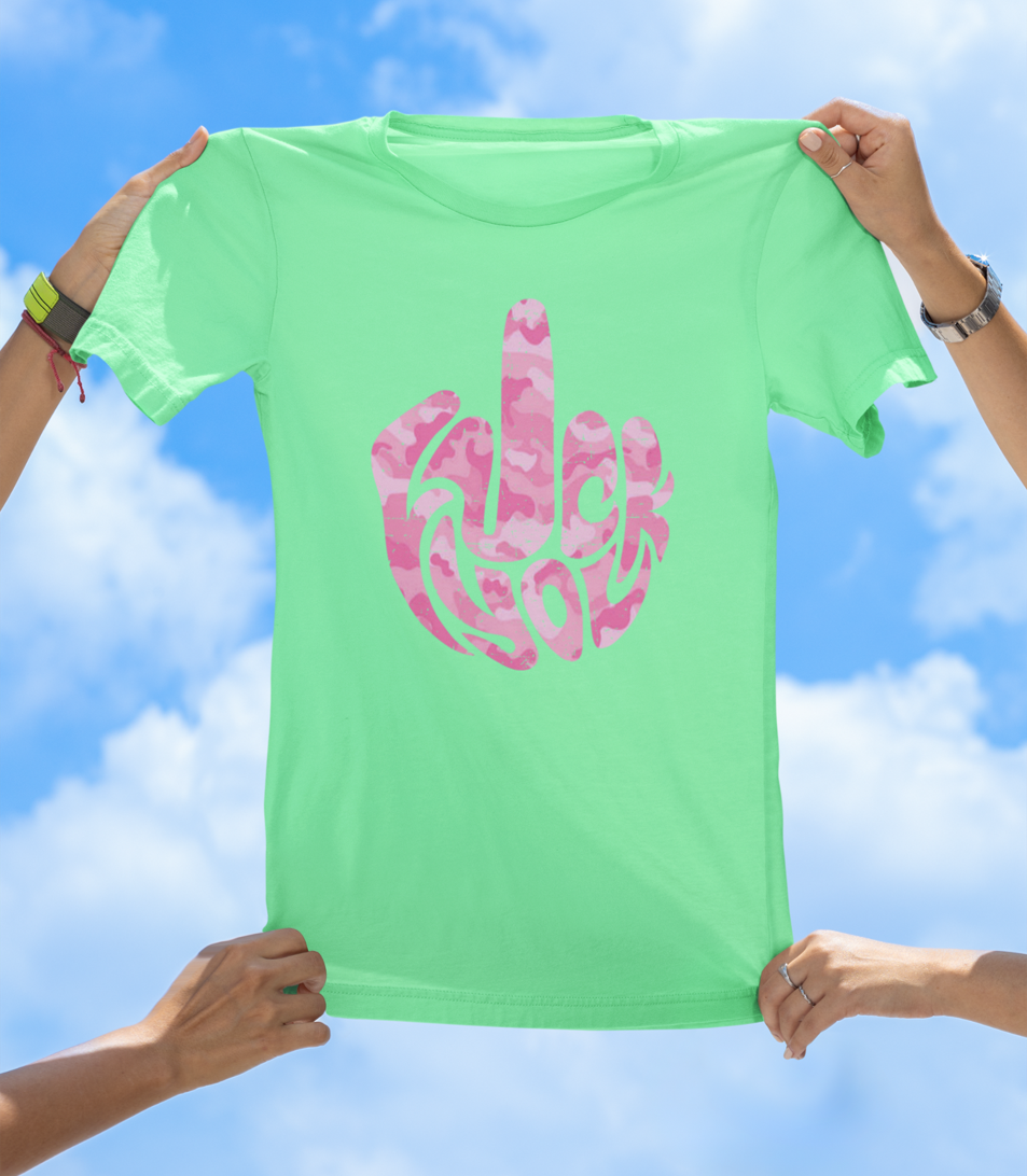 F* You Pink Camo Finger T-Shirt | Edgy Statement Graphic Tee - The Southern Yankee