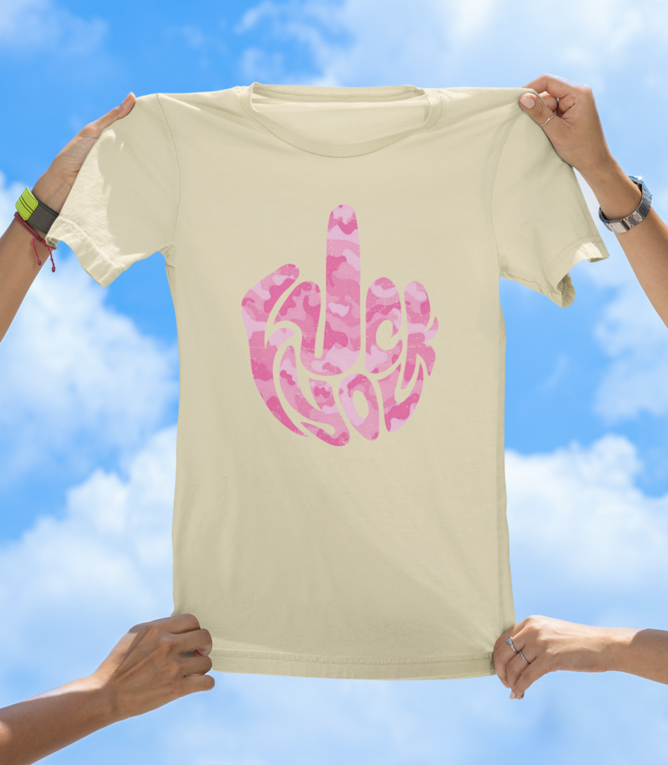 F* You Pink Camo Finger T-Shirt | Edgy Statement Graphic Tee - The Southern Yankee