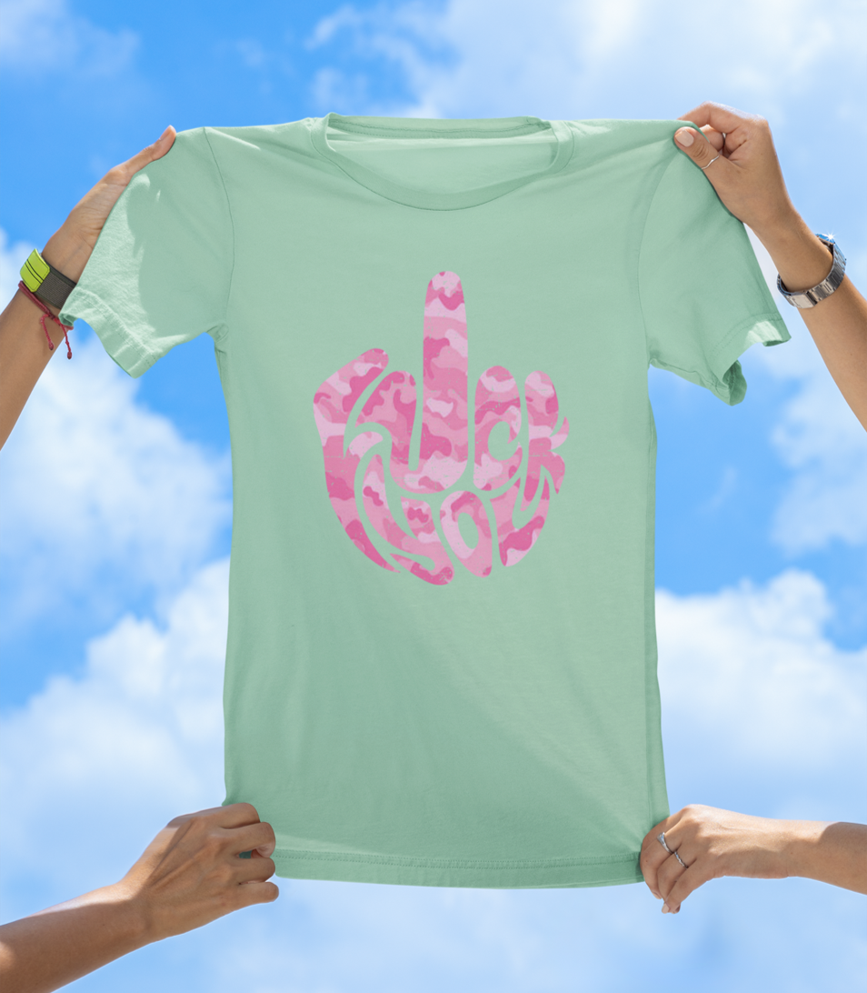 F* You Pink Camo Finger T-Shirt | Edgy Statement Graphic Tee - The Southern Yankee