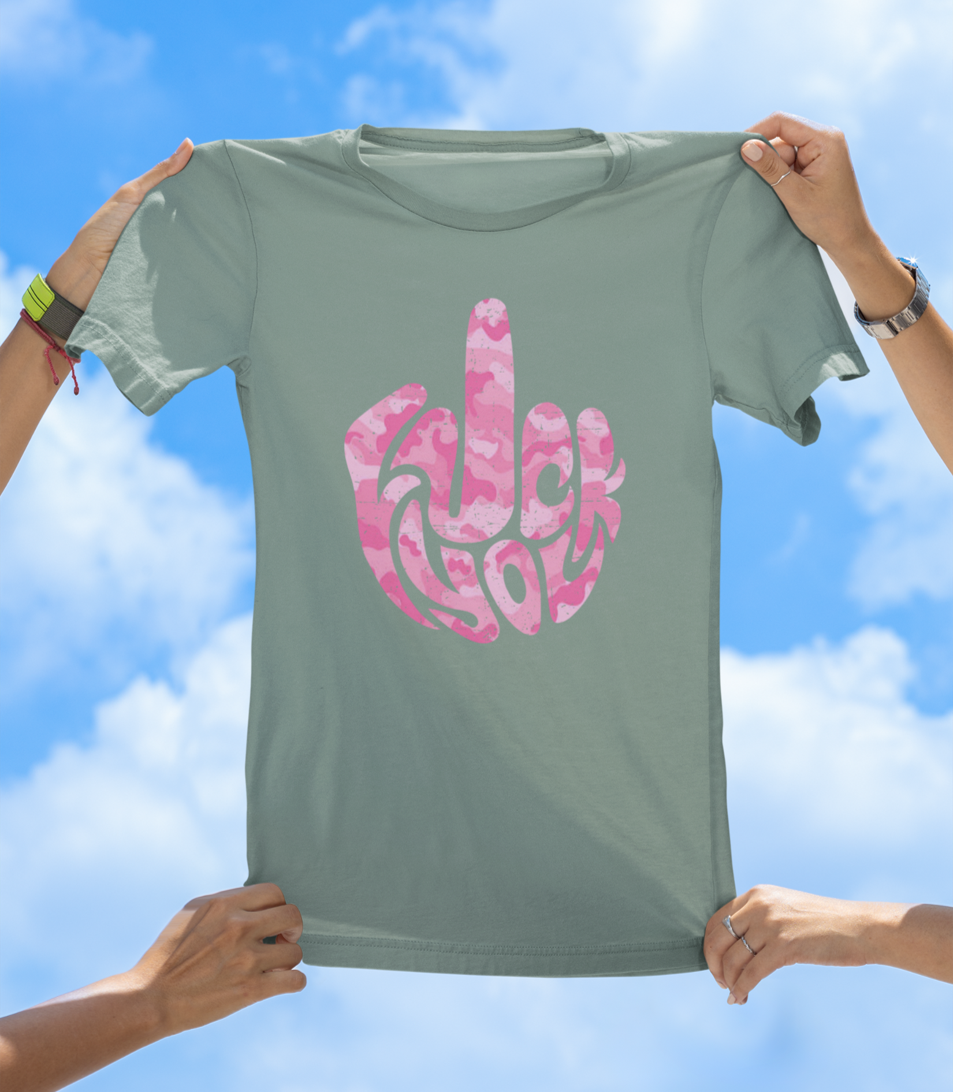 F* You Pink Camo Finger T-Shirt | Edgy Statement Graphic Tee - The Southern Yankee