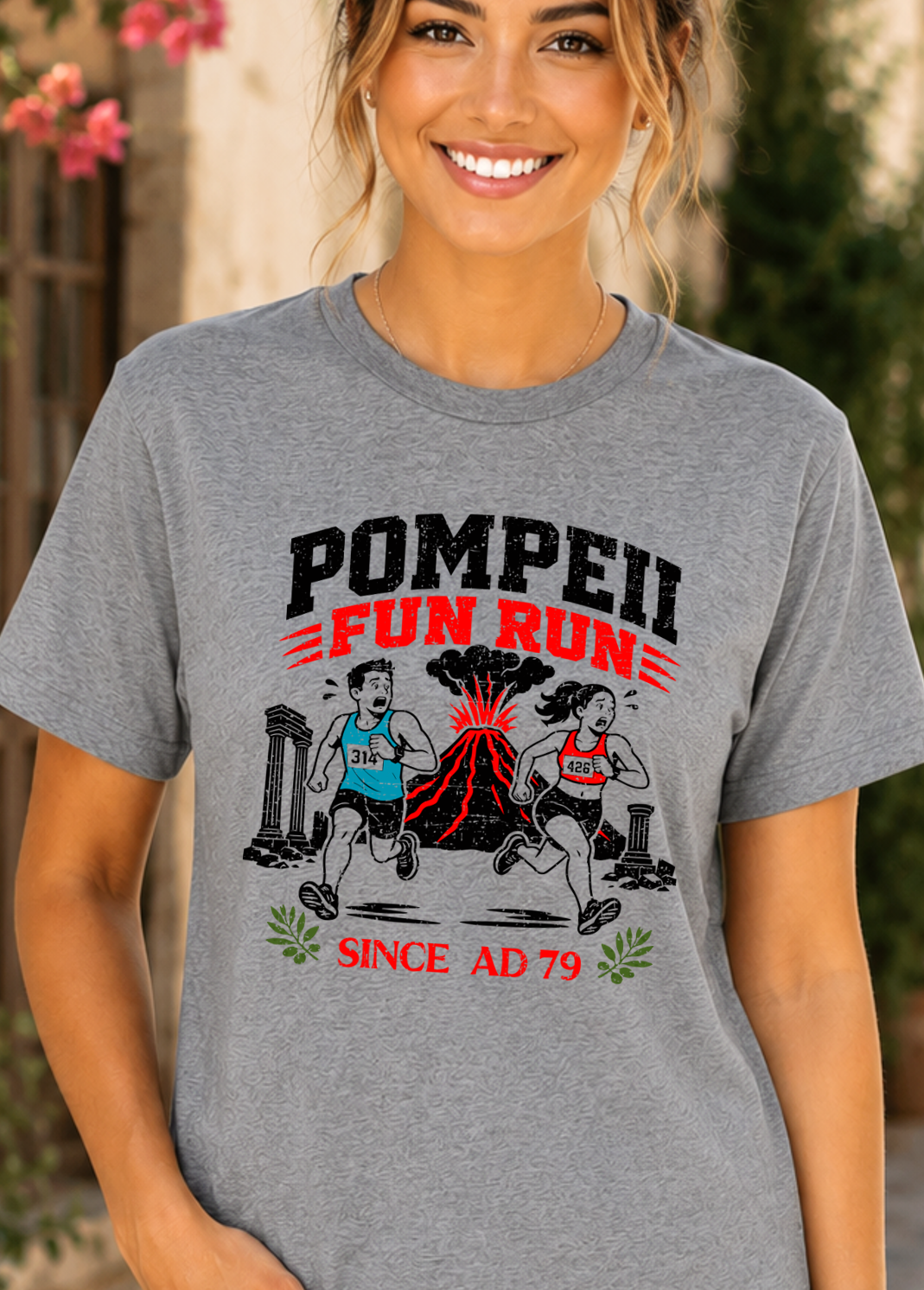 Pompeii Fun Run T-Shirt – Since AD 79 Volcano Graphic Tee - The Southern Yankee
