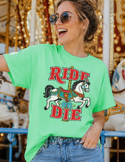Ride or Die Carousel Horse T-Shirt – Retro Vintage Graphic Tee - The Southern Yankee