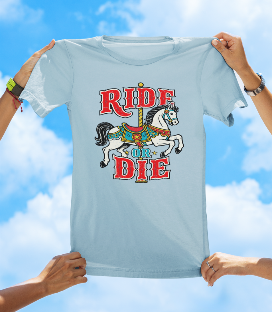 Ride or Die Carousel Horse T-Shirt – Retro Vintage Graphic Tee - The Southern Yankee