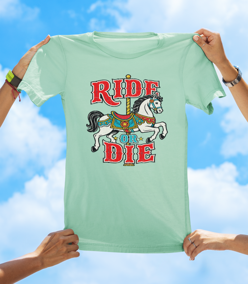 Ride or Die Carousel Horse T-Shirt – Retro Vintage Graphic Tee - The Southern Yankee