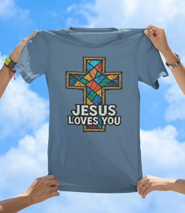 Stained Glass Cross T-Shirt | Inspirational Christian Faith Tee - The Southern Yankee