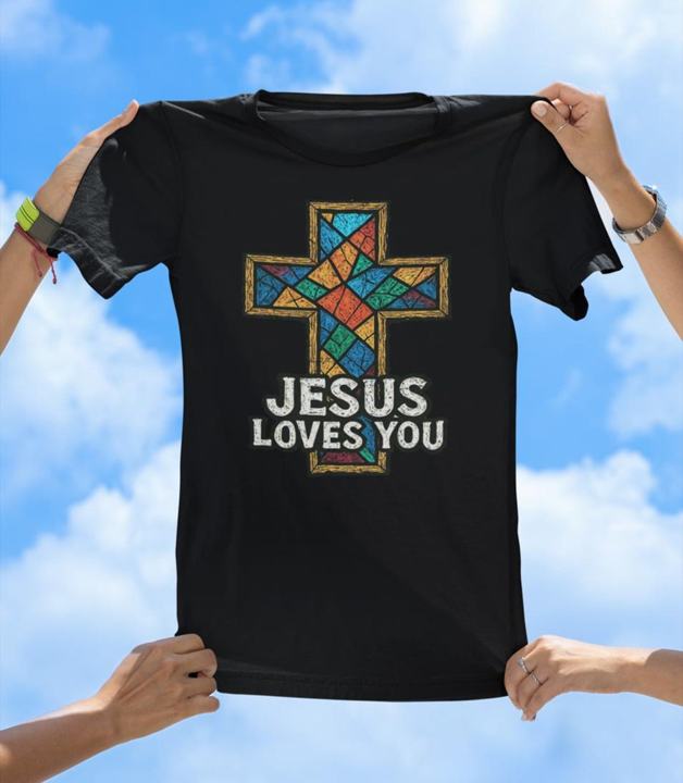 Stained Glass Cross T-Shirt | Inspirational Christian Faith Tee - The Southern Yankee