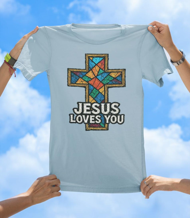 Stained Glass Cross T-Shirt | Inspirational Christian Faith Tee - The Southern Yankee