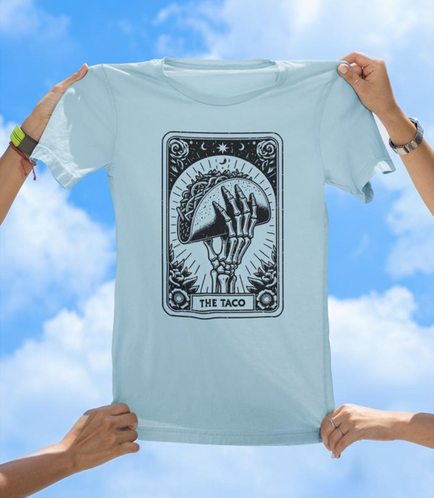 The Taco T-Shirt | Skeleton Hand Tarot Card Taco Lover Graphic Tee - The Southern Yankee