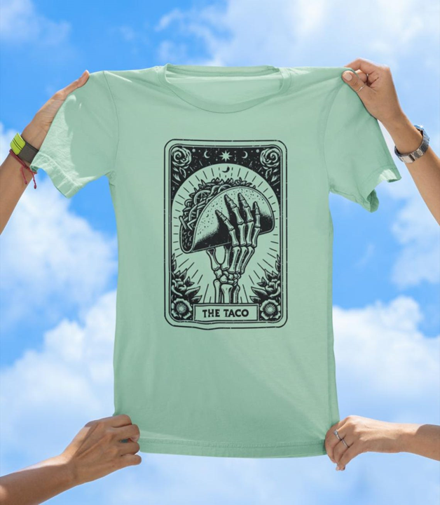 The Taco T-Shirt | Skeleton Hand Tarot Card Taco Lover Graphic Tee - The Southern Yankee