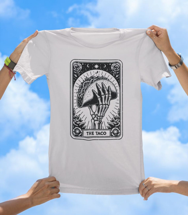 The Taco T-Shirt | Skeleton Hand Tarot Card Taco Lover Graphic Tee - The Southern Yankee