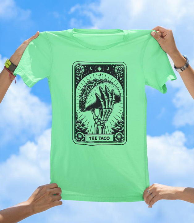 The Taco T-Shirt | Skeleton Hand Tarot Card Taco Lover Graphic Tee - The Southern Yankee