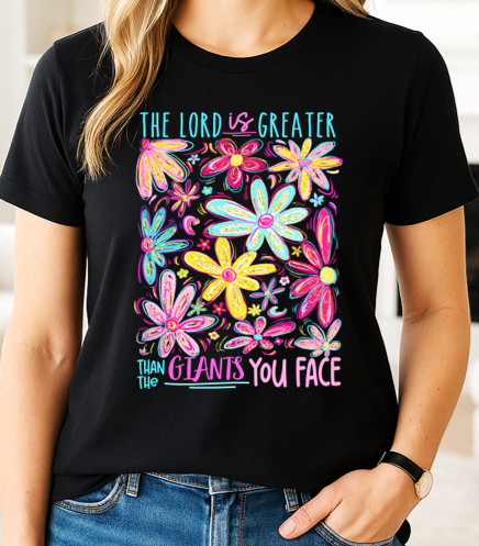 The Lord Is Greater Than the Giants You Face - Floral Faith T-Shirt - The Southern Yankee