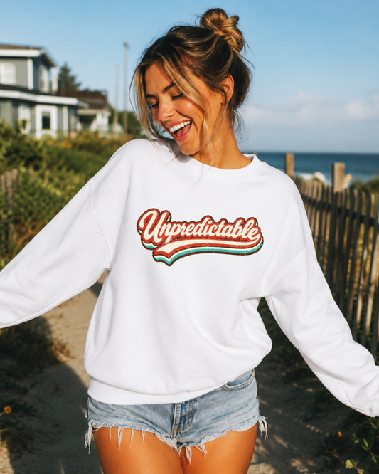 Unpredictable Sweatshirt – Retro Script Graphic Crewneck - The Southern Yankee