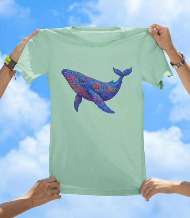 Vibrant Art Whale T-Shirt | Colorful Ocean Whale Tee - The Southern Yankee