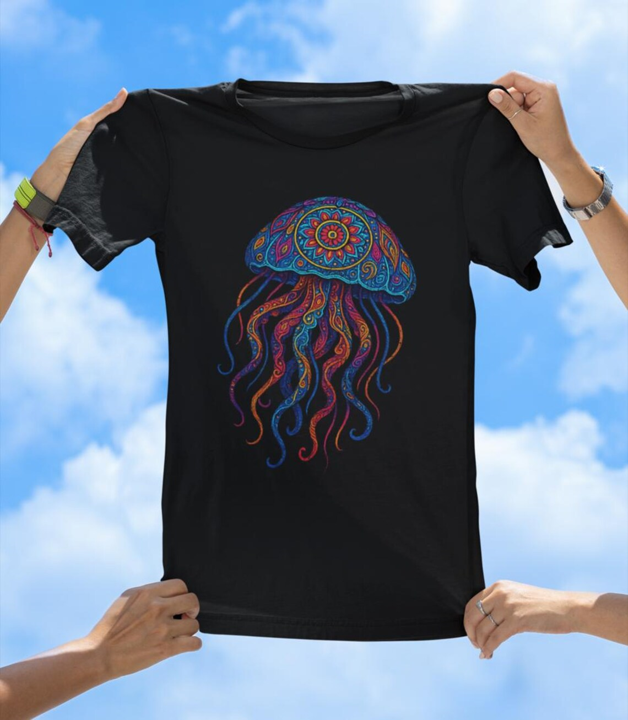 Vibrant Art Jellyfish T-Shirt | Colorful Ocean Jelly Tee - The Southern Yankee